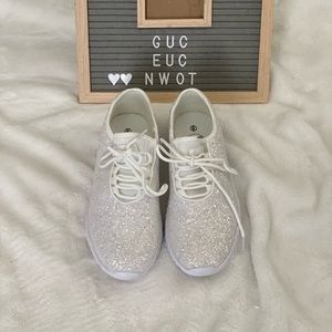 NWOT White glitter tennis shoes